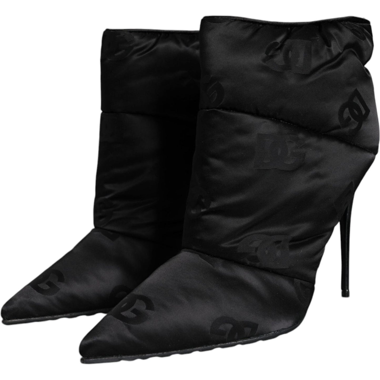 Dolce & Gabbana Black DG Logo Padded Heels Ankle Boots Shoes Dolce & Gabbana