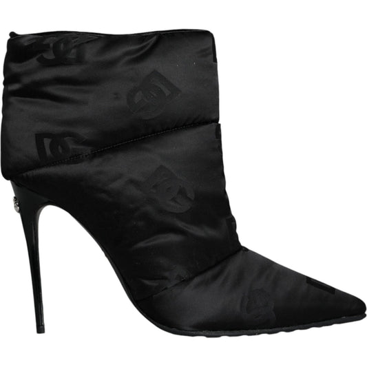 Dolce & Gabbana Black DG Logo Padded Heels Ankle Boots Shoes Dolce & Gabbana