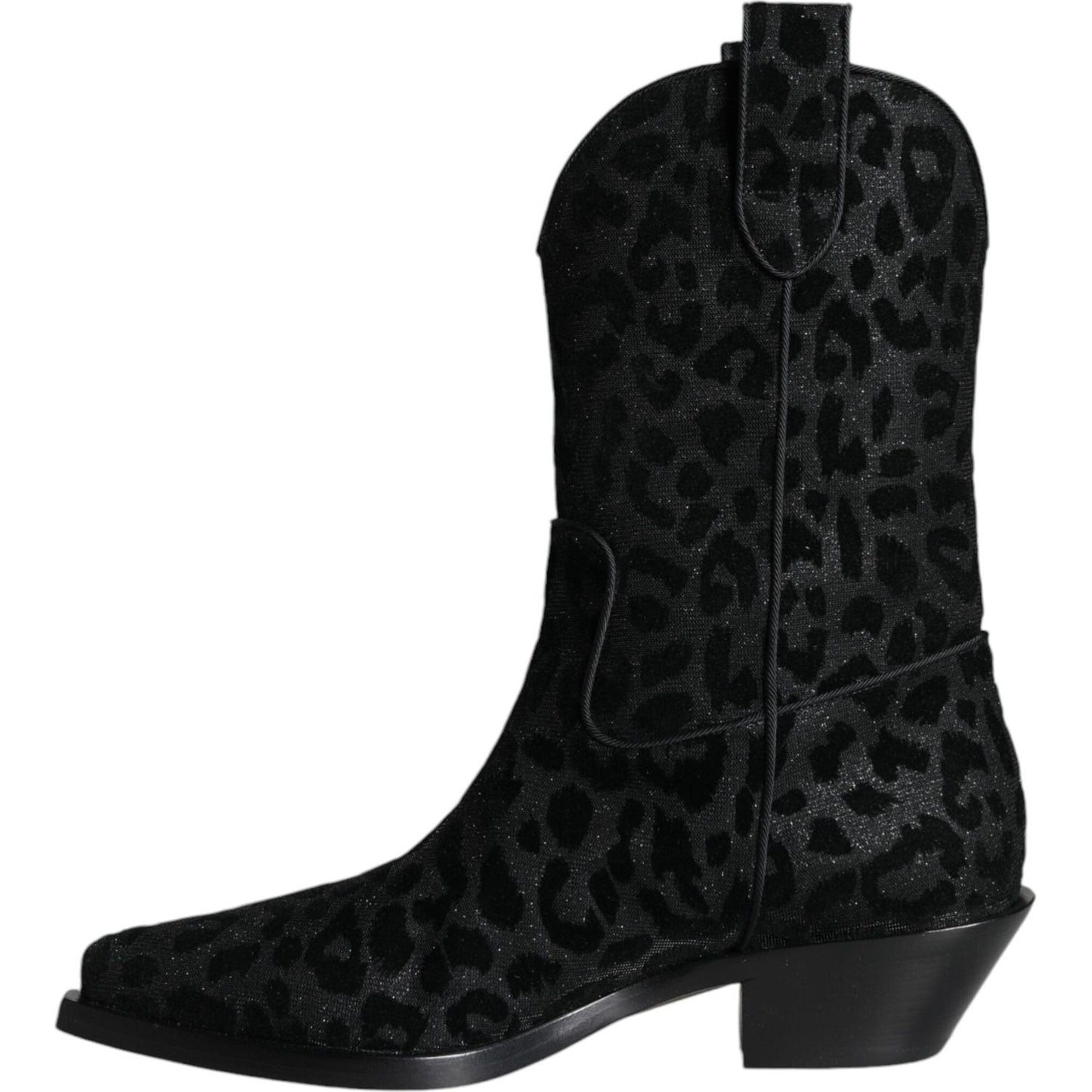 Dolce & Gabbana Black Gray Leopard Cowboy Boots Shoes Dolce & Gabbana