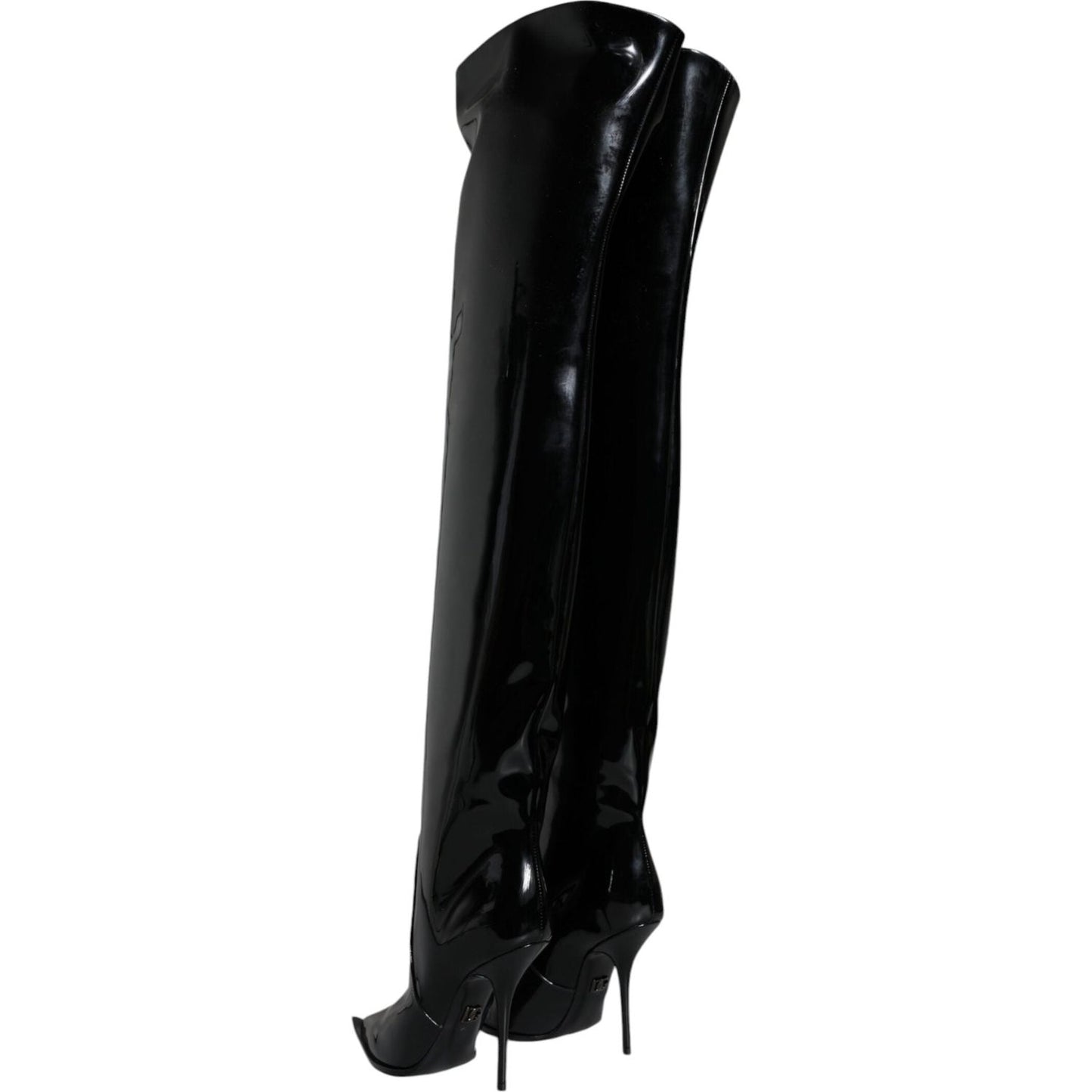 Dolce & Gabbana Black Patent Leather Knee High Boots Shoes Dolce & Gabbana