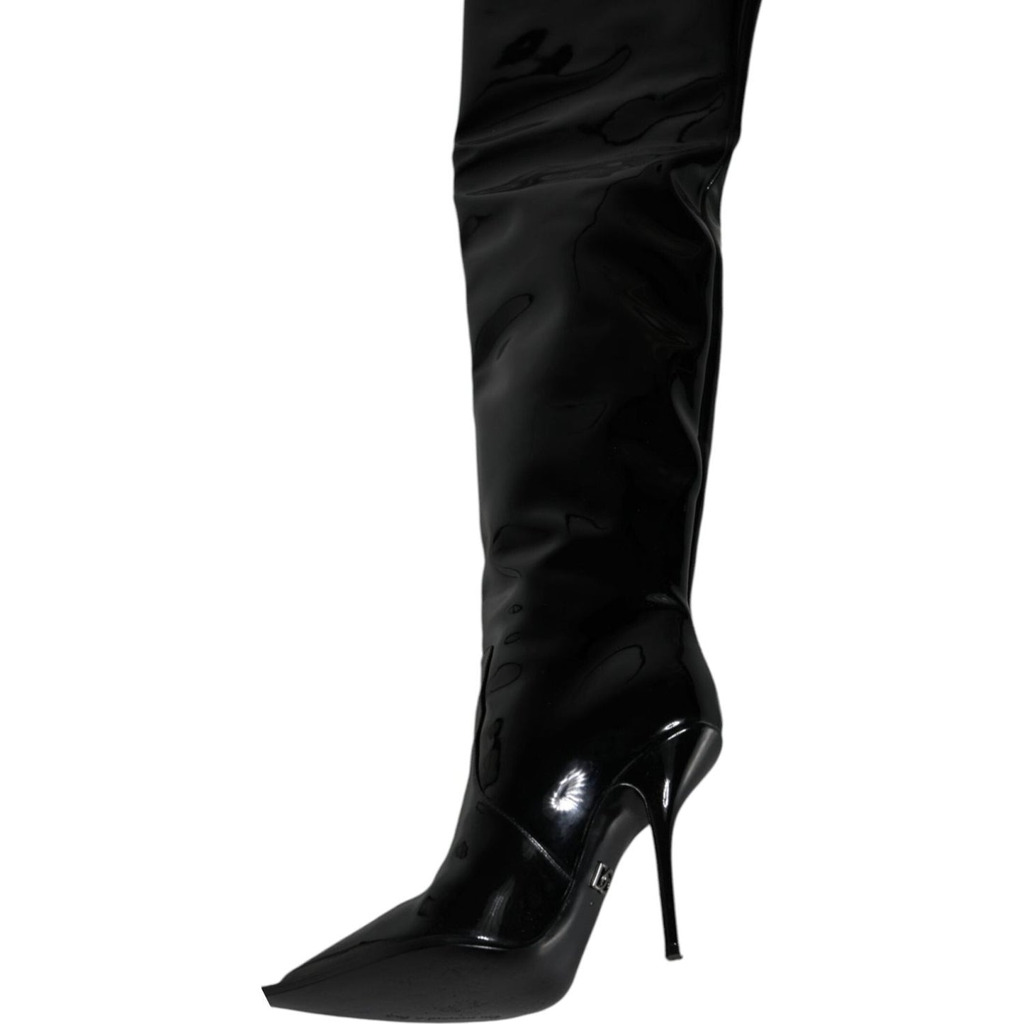 Dolce & Gabbana Black Patent Leather Knee High Boots Shoes Dolce & Gabbana