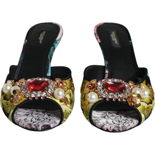 Dolce & Gabbana Multicolor Crystal Slip On Sandals Shoes Dolce & Gabbana