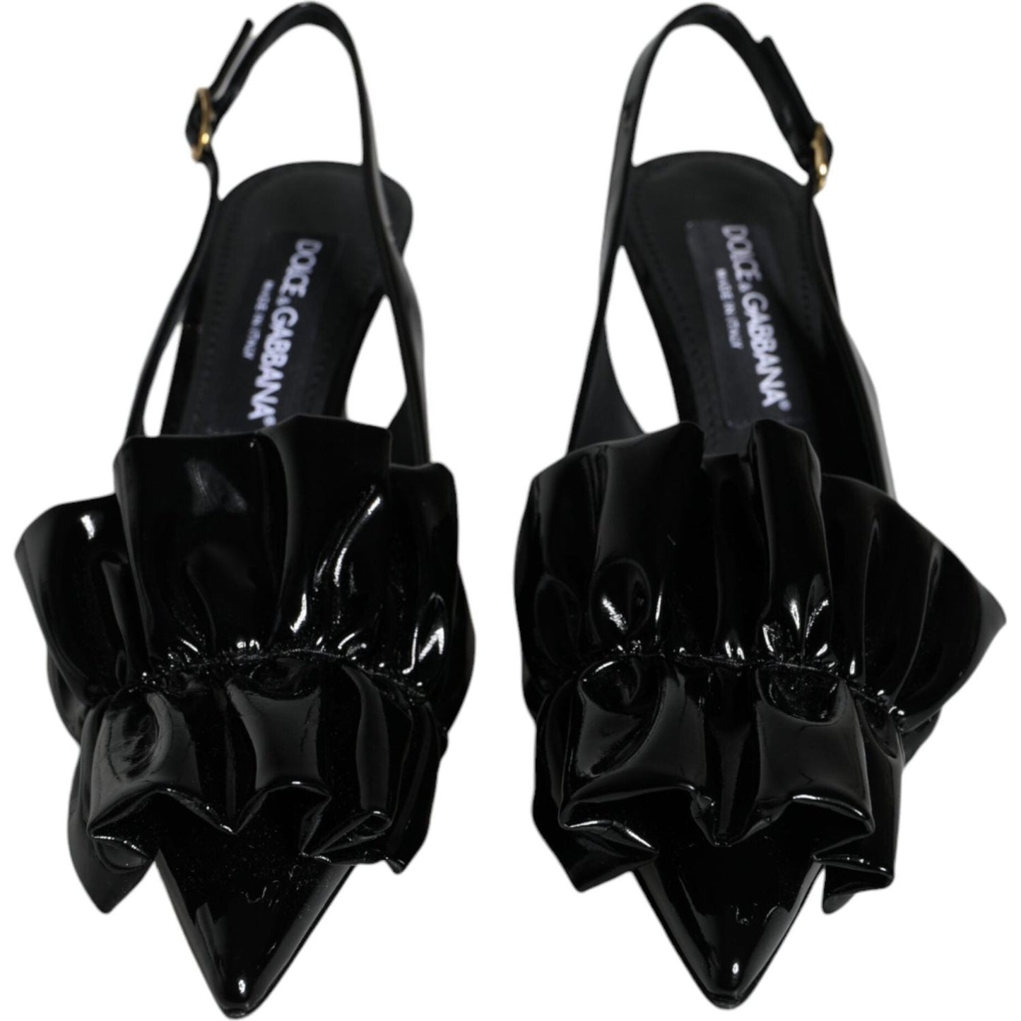 Dolce & Gabbana Black Patent Leather Heels Slingback Shoes Dolce & Gabbana