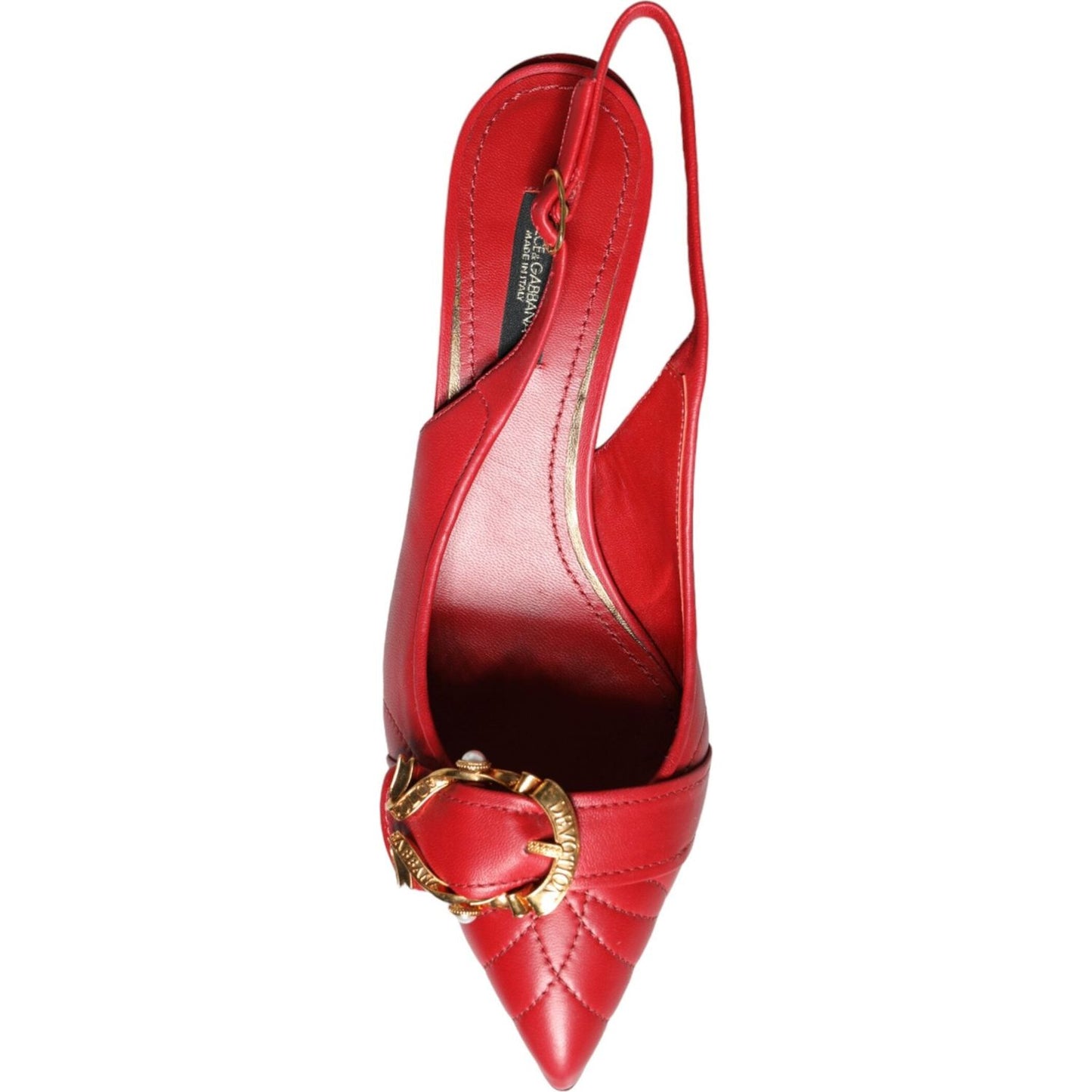 Dolce & Gabbana Red Devotion Leather Heels Slingback Shoes Dolce & Gabbana Brown