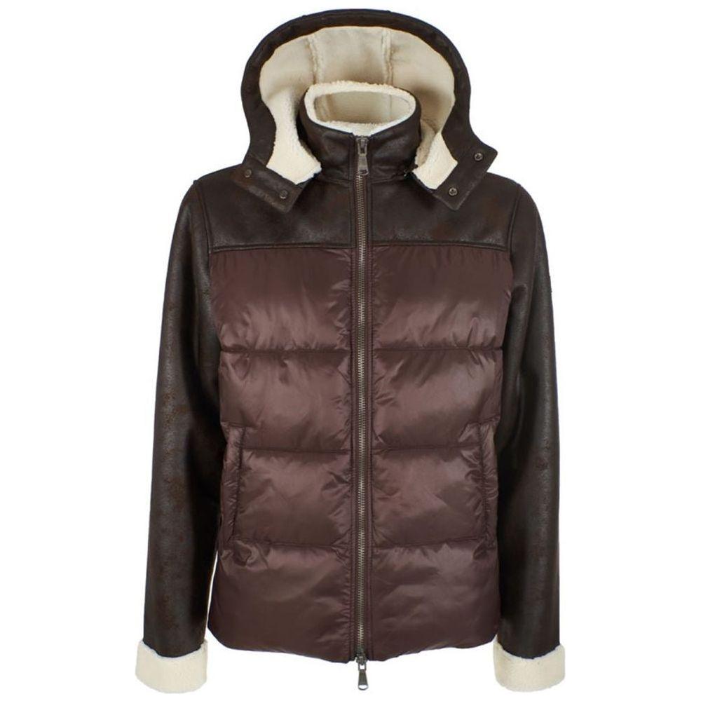 Yes Zee Brown Nylon Men's Quilted Jacket Yes Zee