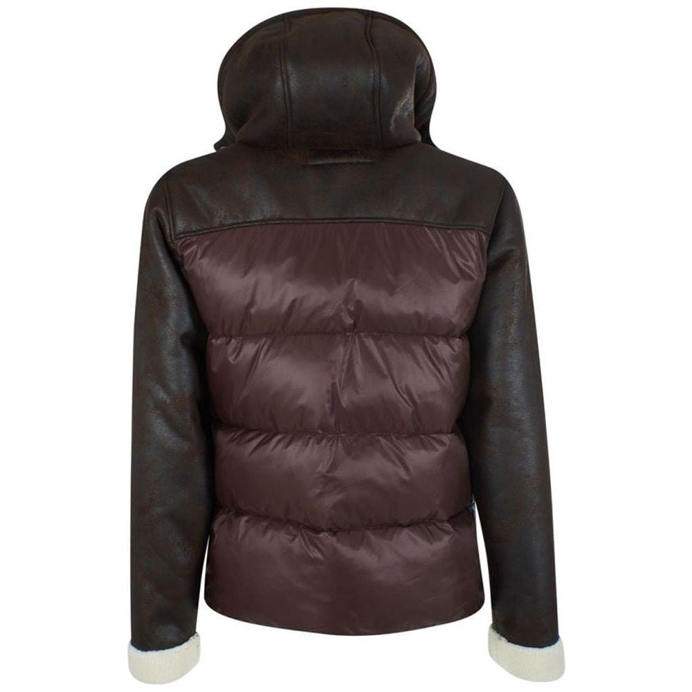 Yes Zee Brown Nylon Men's Quilted Jacket Yes Zee