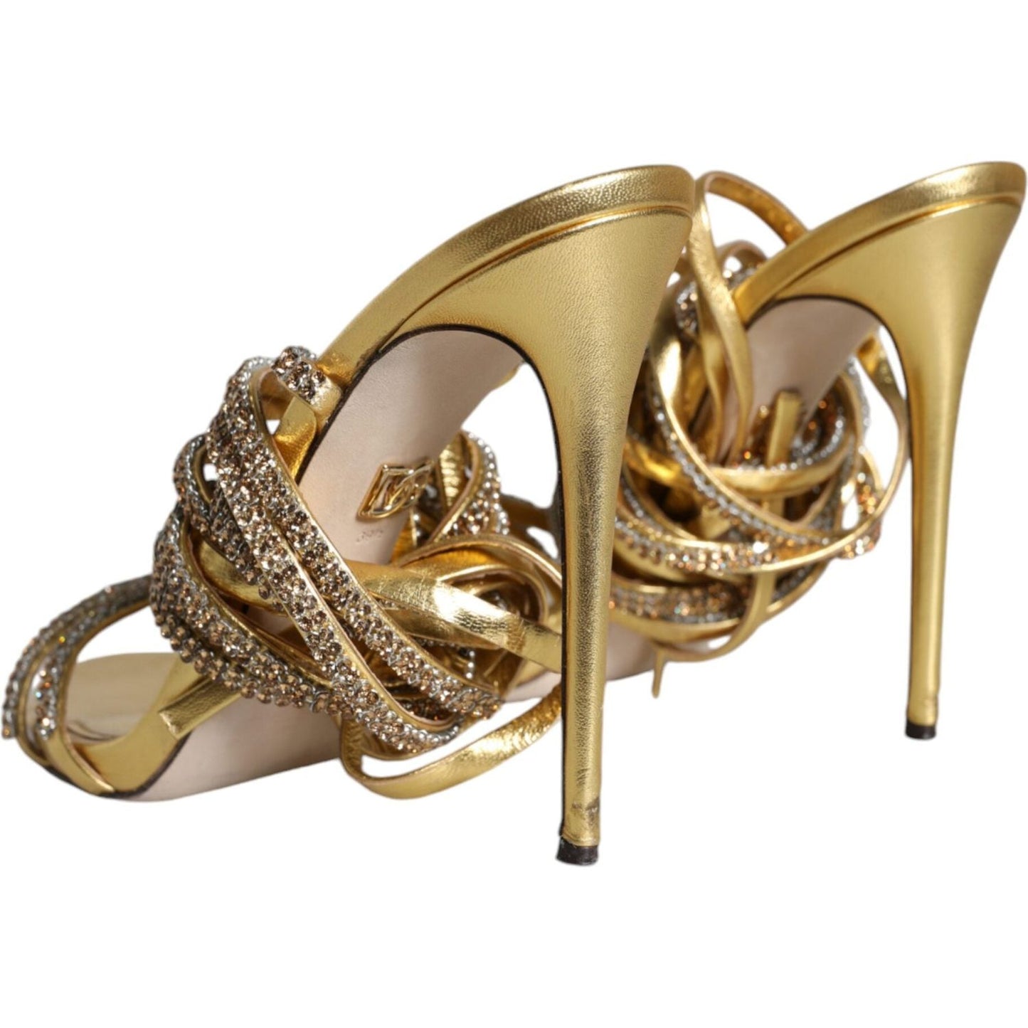 Dolce & Gabbana Gold Crystals Keira Heels Sandals Shoes Dolce & Gabbana