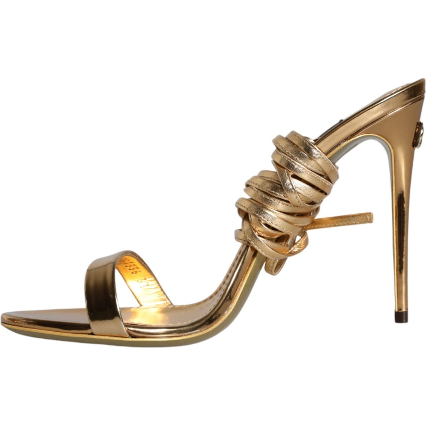 Dolce & Gabbana Gold Leather High Heels Sandals Shoes Dolce & Gabbana