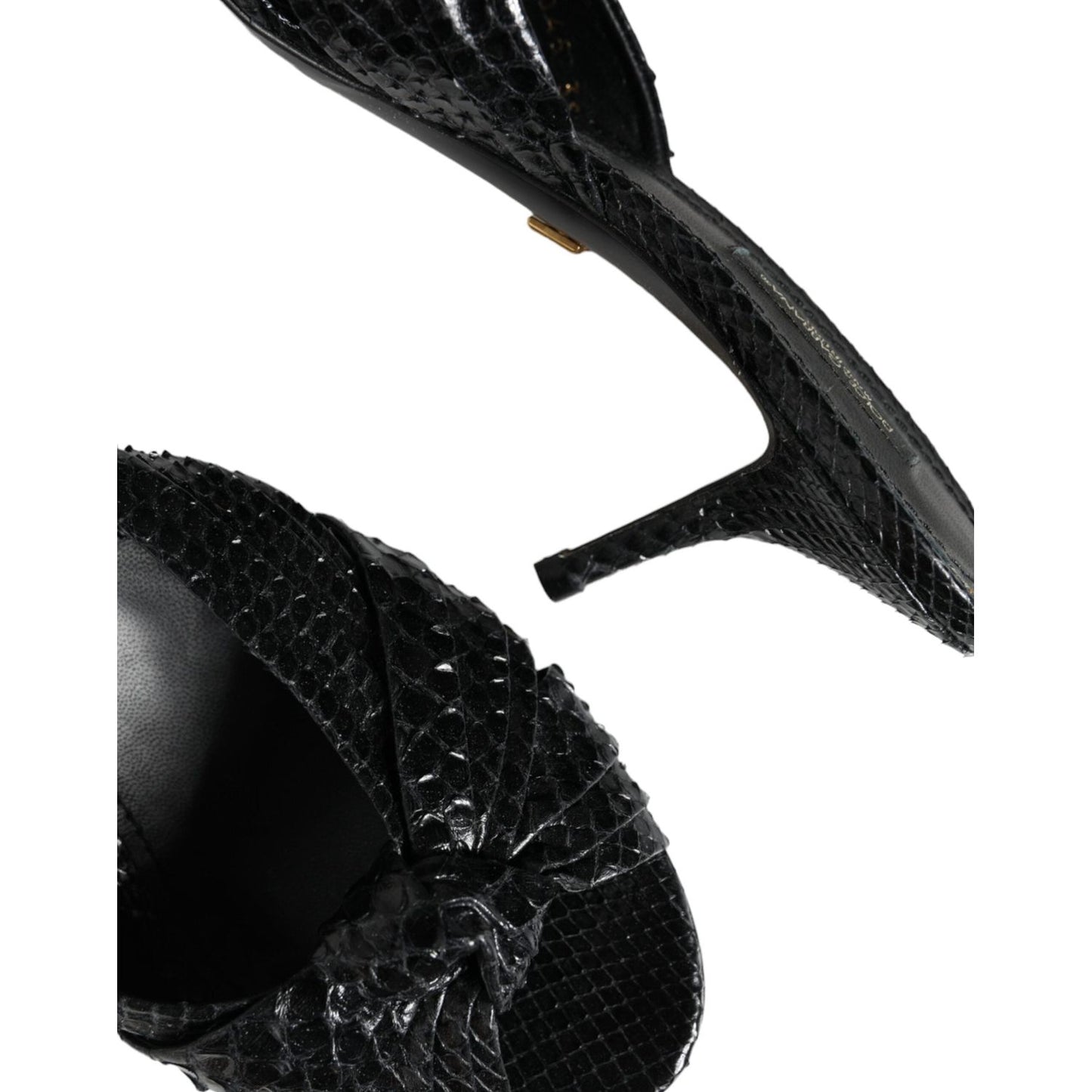 Dolce & Gabbana Black Leather Heels Slides Sandals Shoes Dolce & Gabbana