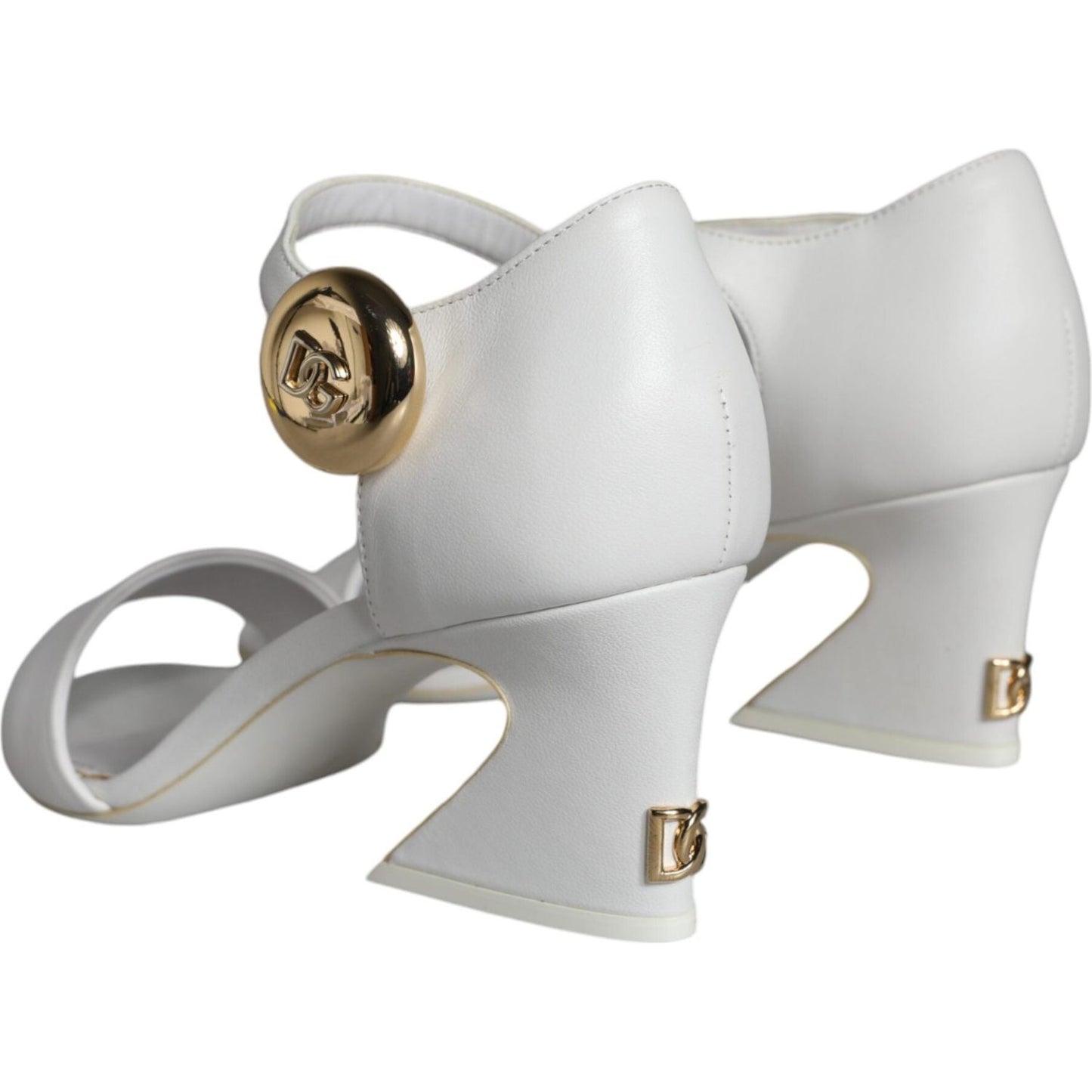 Dolce & Gabbana White Leather Heels Keira Sandals Shoes Dolce & Gabbana