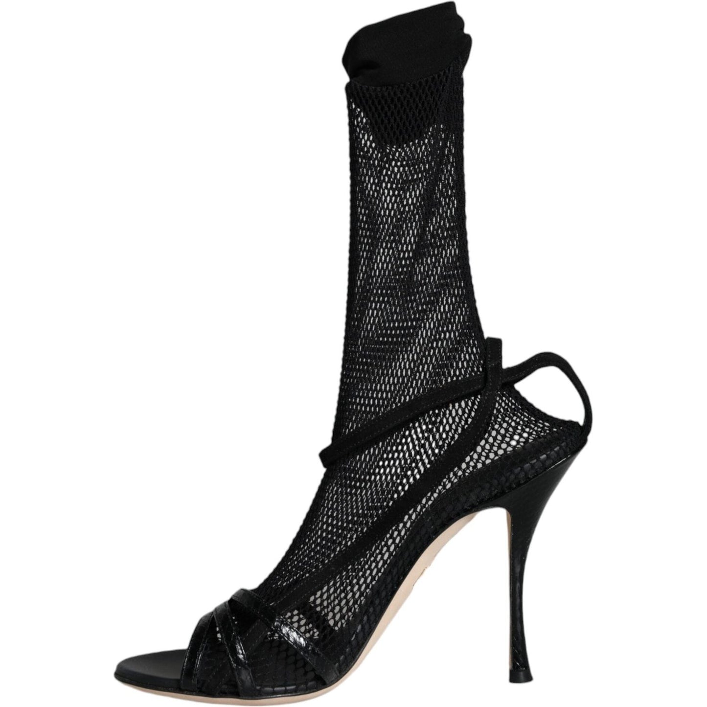 Dolce & Gabbana Black Mesh Stiletto Heels Sandals Shoes Dolce & Gabbana