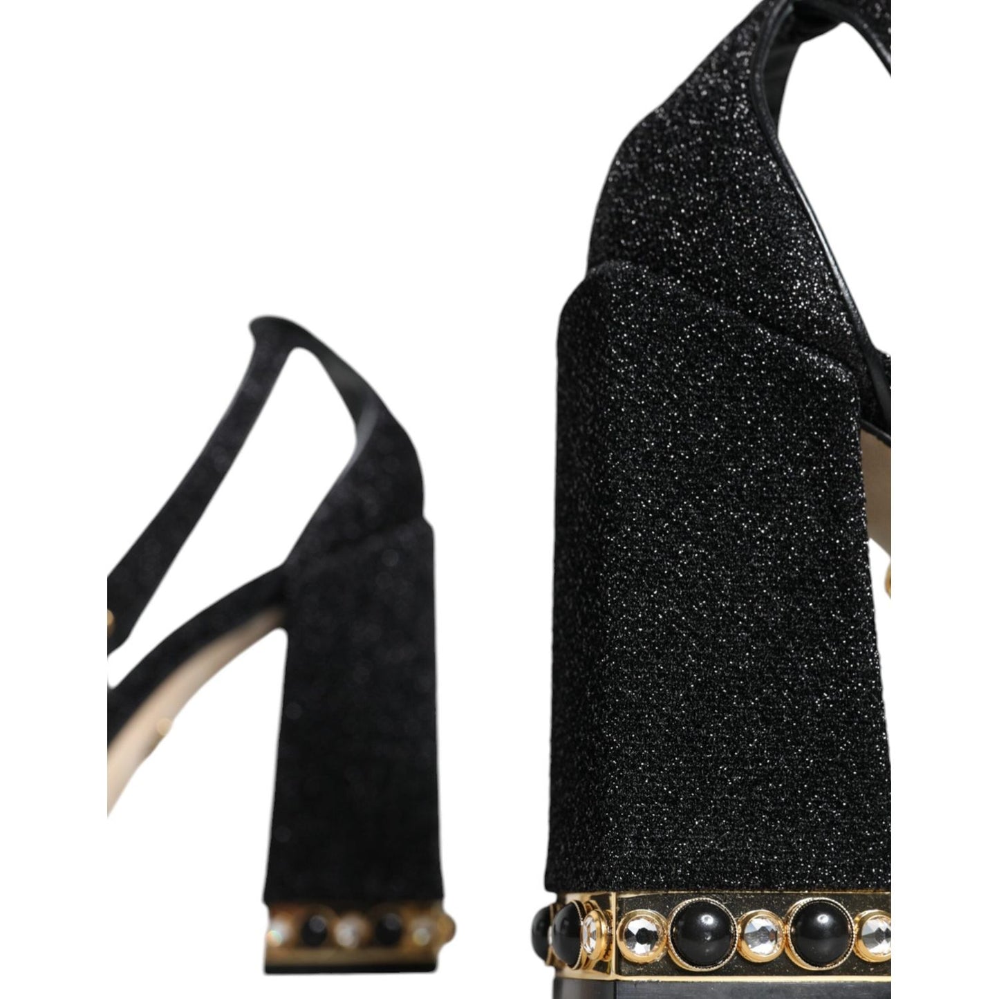 Dolce & Gabbana Black Crystal Ankle Strap Sandals Shoes Dolce & Gabbana