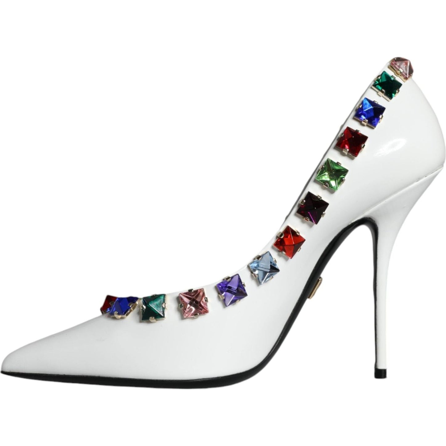 Dolce & Gabbana White Crystals Leather High Heels Pumps Shoes Dolce & Gabbana