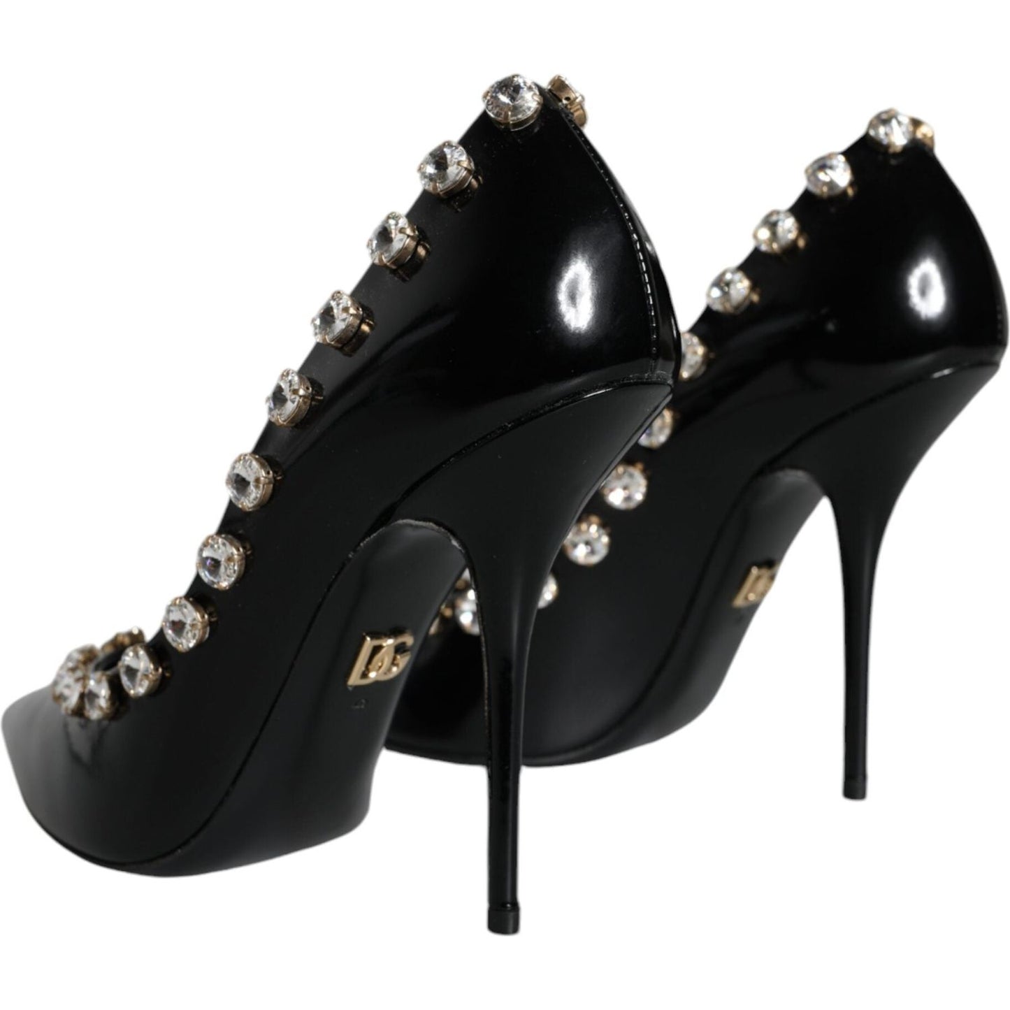 Dolce & Gabbana Black Crystals Leather High Heels Pumps Shoes Dolce & Gabbana