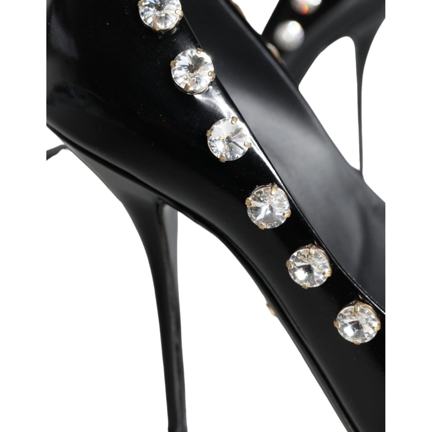 Dolce & Gabbana Black Crystals Leather High Heels Pumps Shoes Dolce & Gabbana