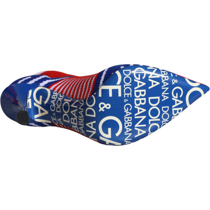 Dolce & Gabbana Red Blue Stretch Sock Style Ankle Boots Logo Shoes