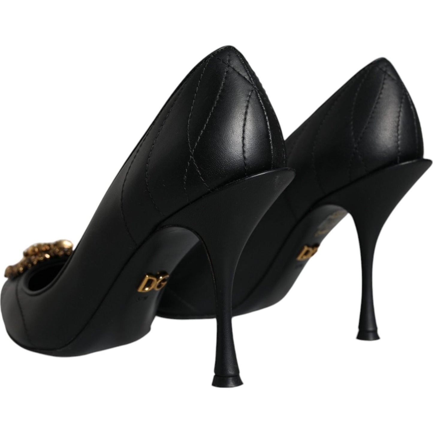 Dolce & Gabbana Black Leather Heart DEVOTION Pumps Shoes Dolce & Gabbana