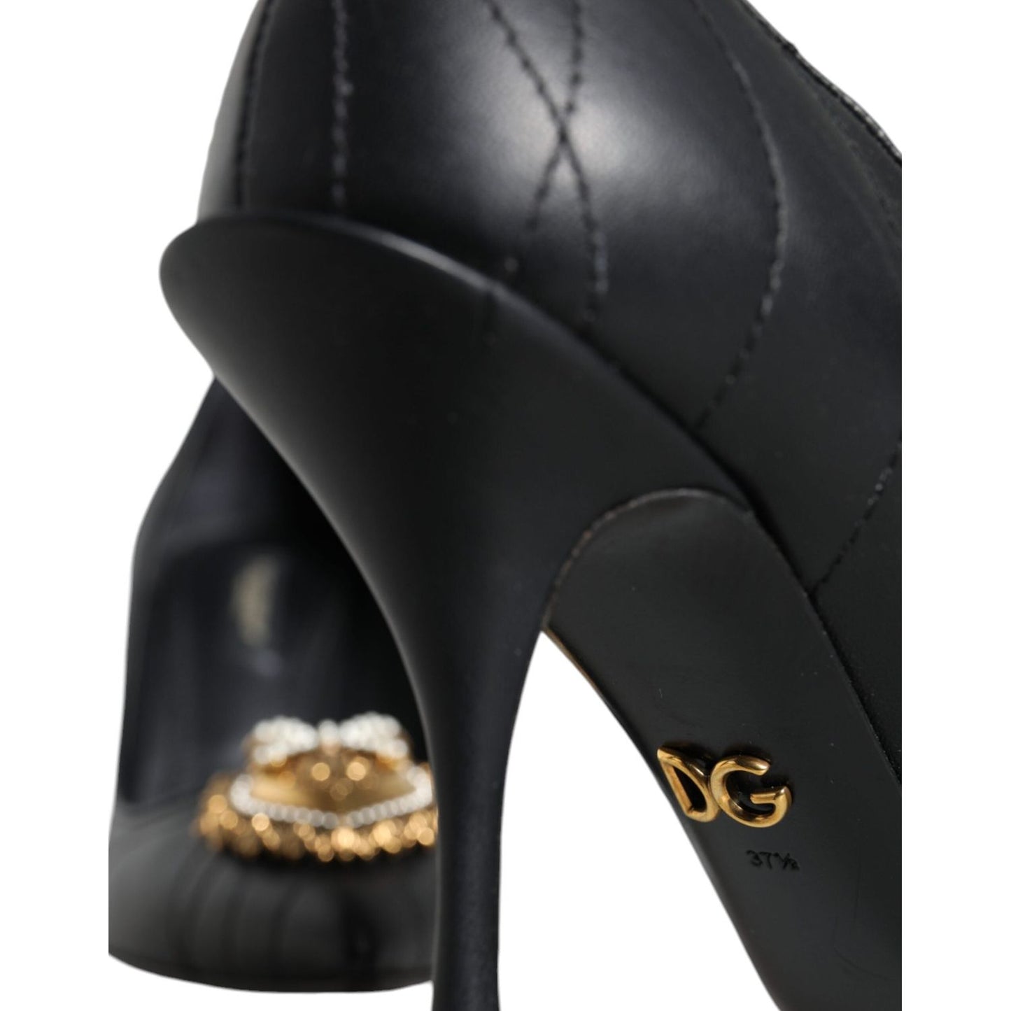 Dolce & Gabbana Black Leather Heart DEVOTION Pumps Shoes Dolce & Gabbana