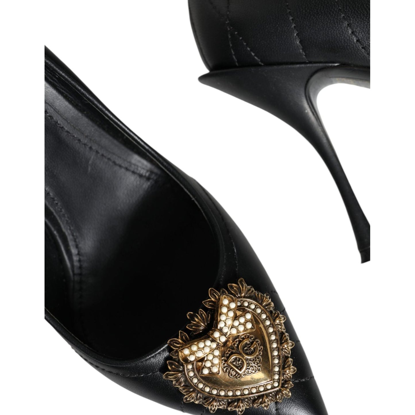 Dolce & Gabbana Black Leather Heart DEVOTION Pumps Shoes Dolce & Gabbana