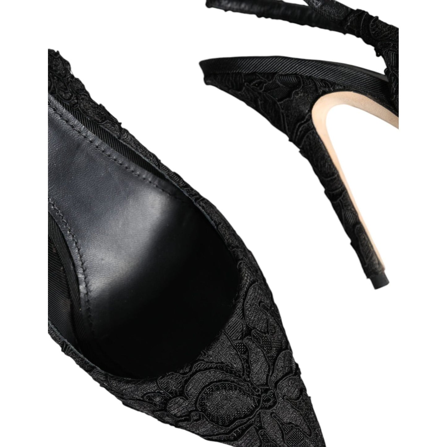 Dolce & Gabbana Black Taormina Lace Bellucci Slingbacks Shoes Dolce & Gabbana