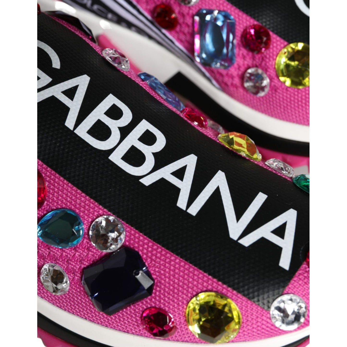 Dolce & Gabbana Pink Sorrento Crystals Low Top Sneakers Shoes Dolce & Gabbana