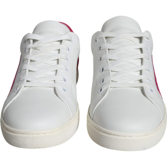 Dolce & Gabbana White Pink Leather Logo Classic Sneaker Shoes Dolce & Gabbana