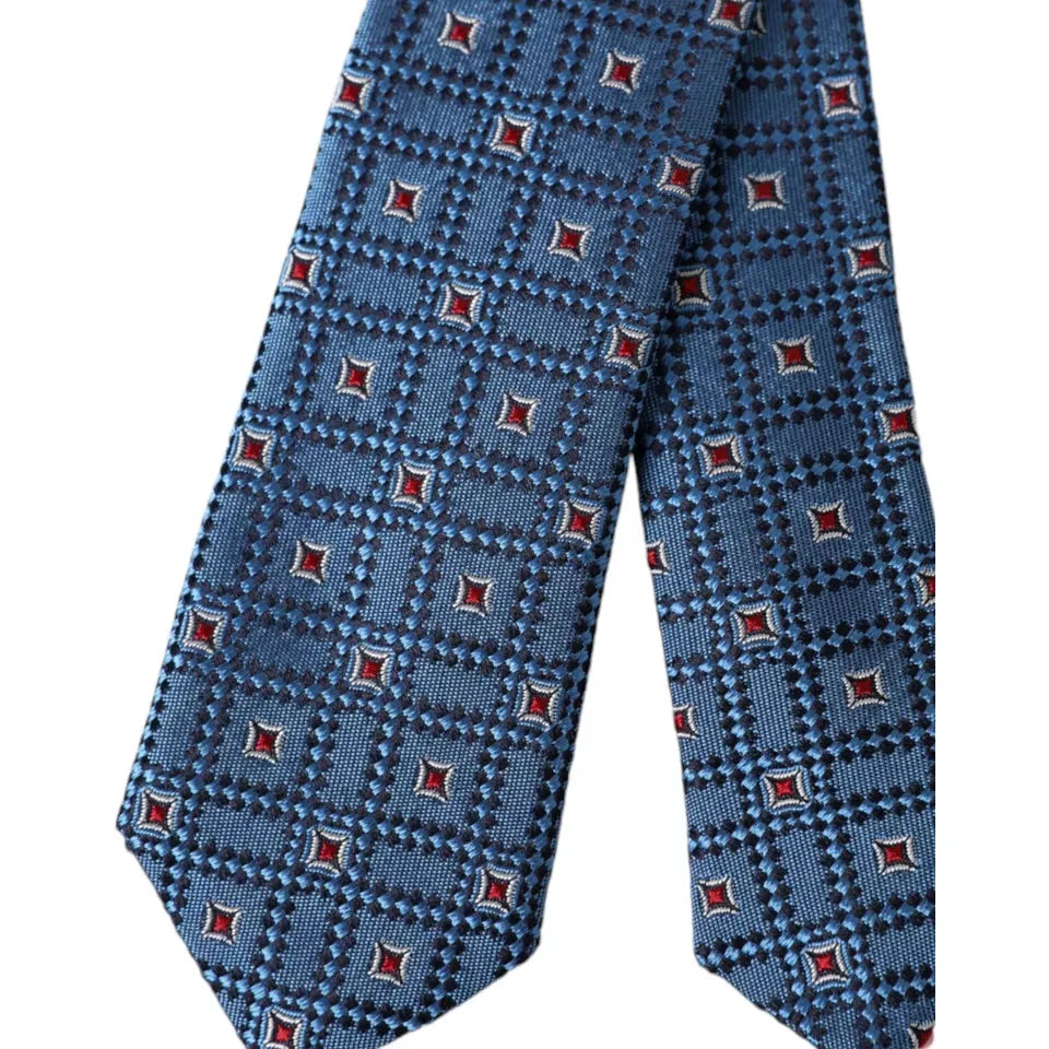 Dolce & Gabbana Blue Patterned 100% Silk Adjustable Men Tie Dolce & Gabbana