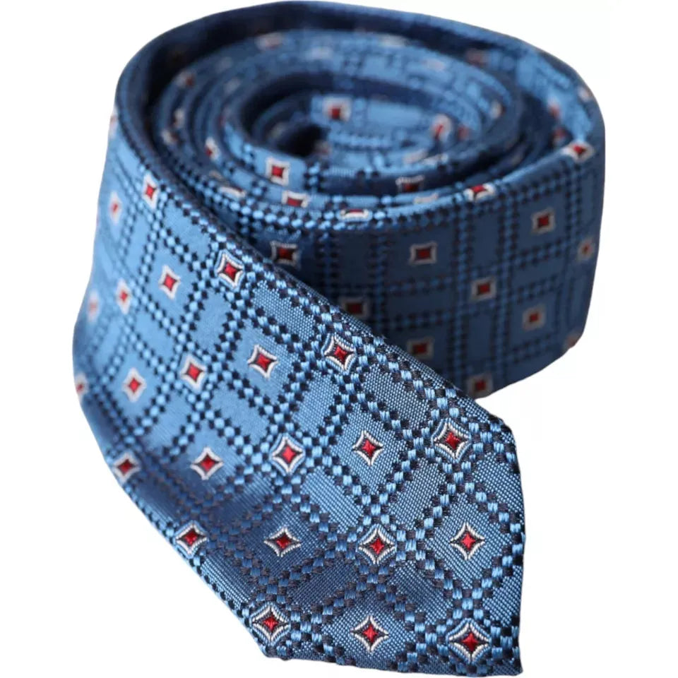 Dolce & Gabbana Blue Patterned 100% Silk Adjustable Men Tie Dolce & Gabbana