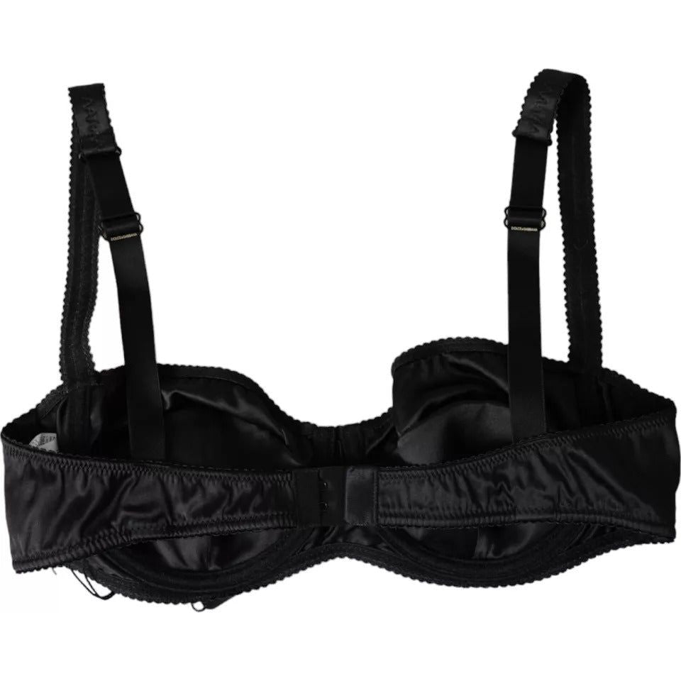 Dolce & Gabbana Black Silk Stretch Women Balconcino Bra Underwear Dolce & Gabbana