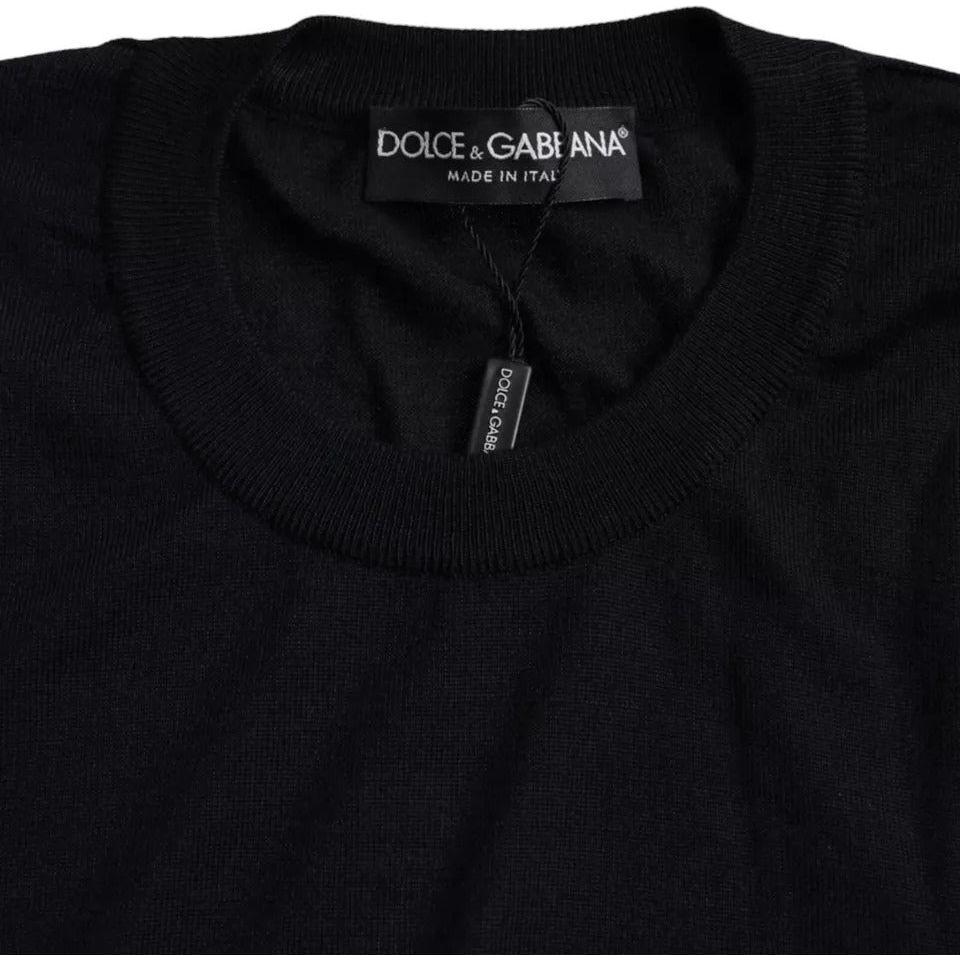 Dolce & Gabbana Black Cashmere Crew Neck Pullover Sweater Dolce & Gabbana