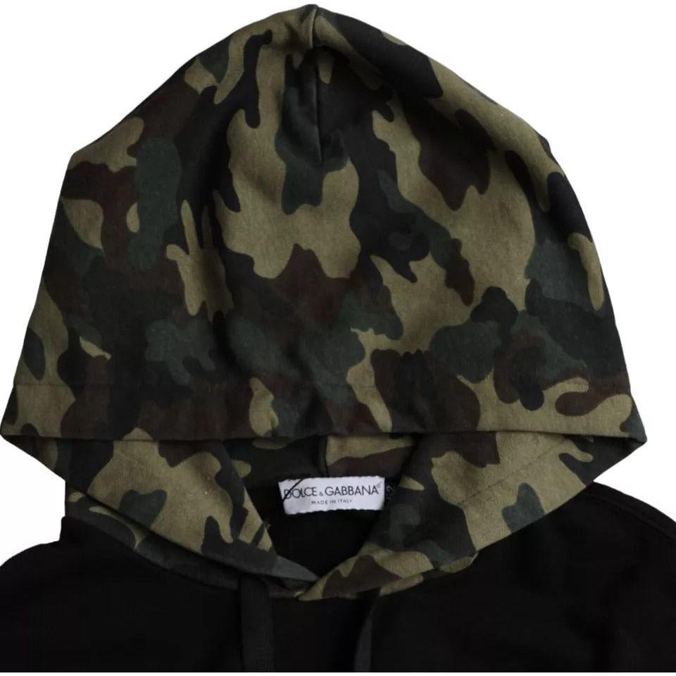 Dolce & Gabbana Black Camouflage Hooded Sweatshirt Sweater Dolce & Gabbana