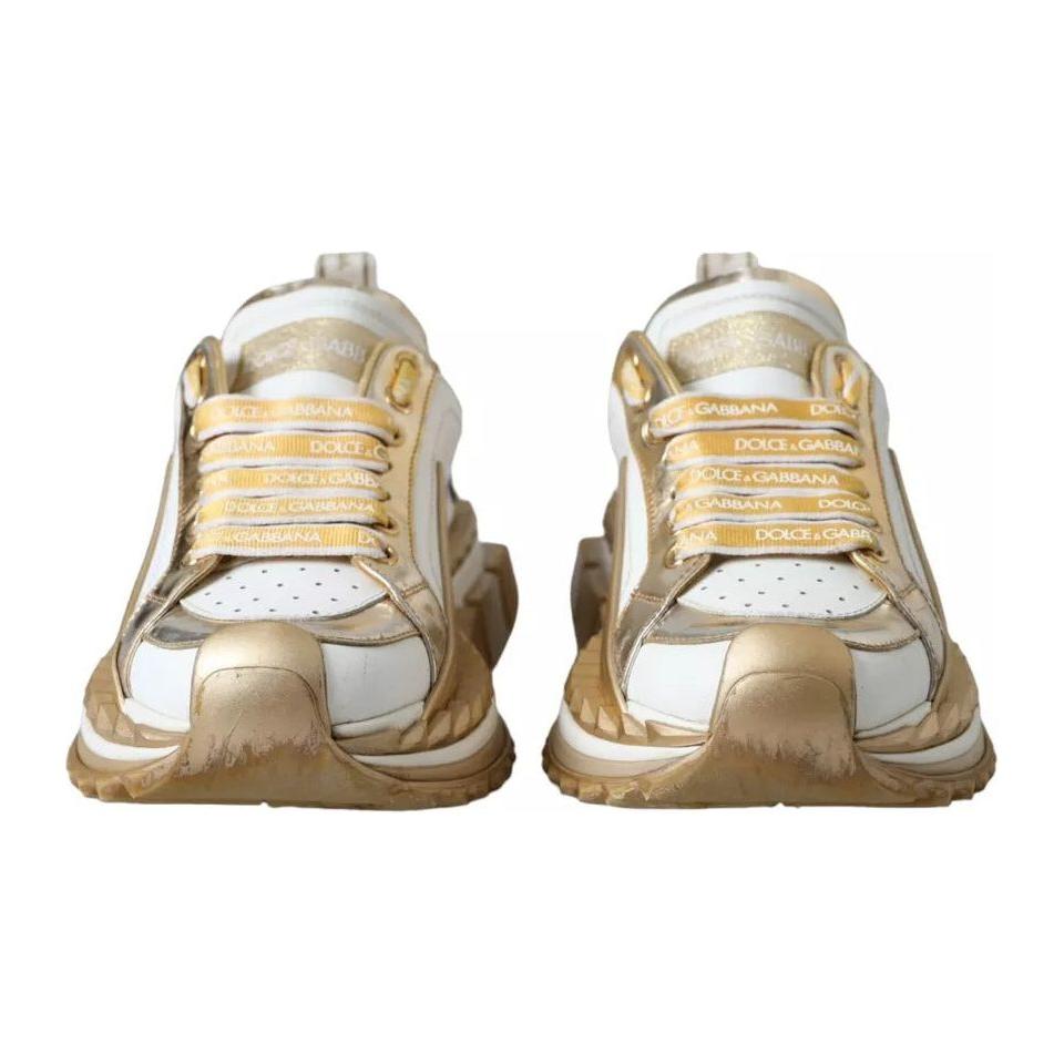 Dolce & Gabbana White Gold Super Queen Low Top Sneakers Shoes Dolce & Gabbana