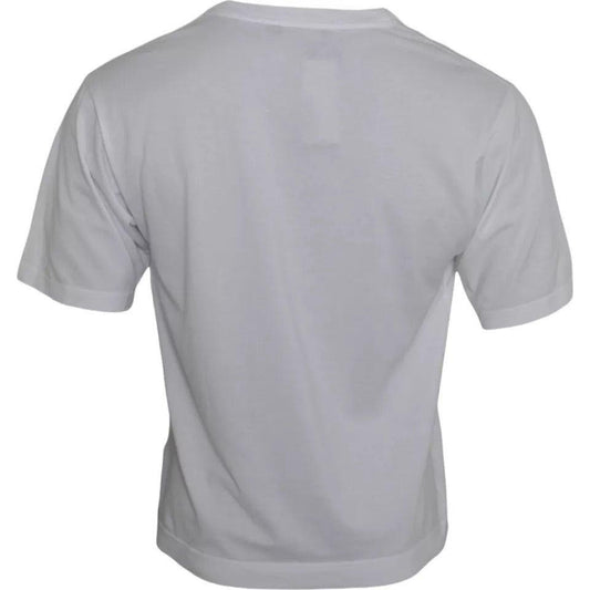 Dolce & Gabbana White Cotton DG Applique Men Casual T-shirt Dolce & Gabbana