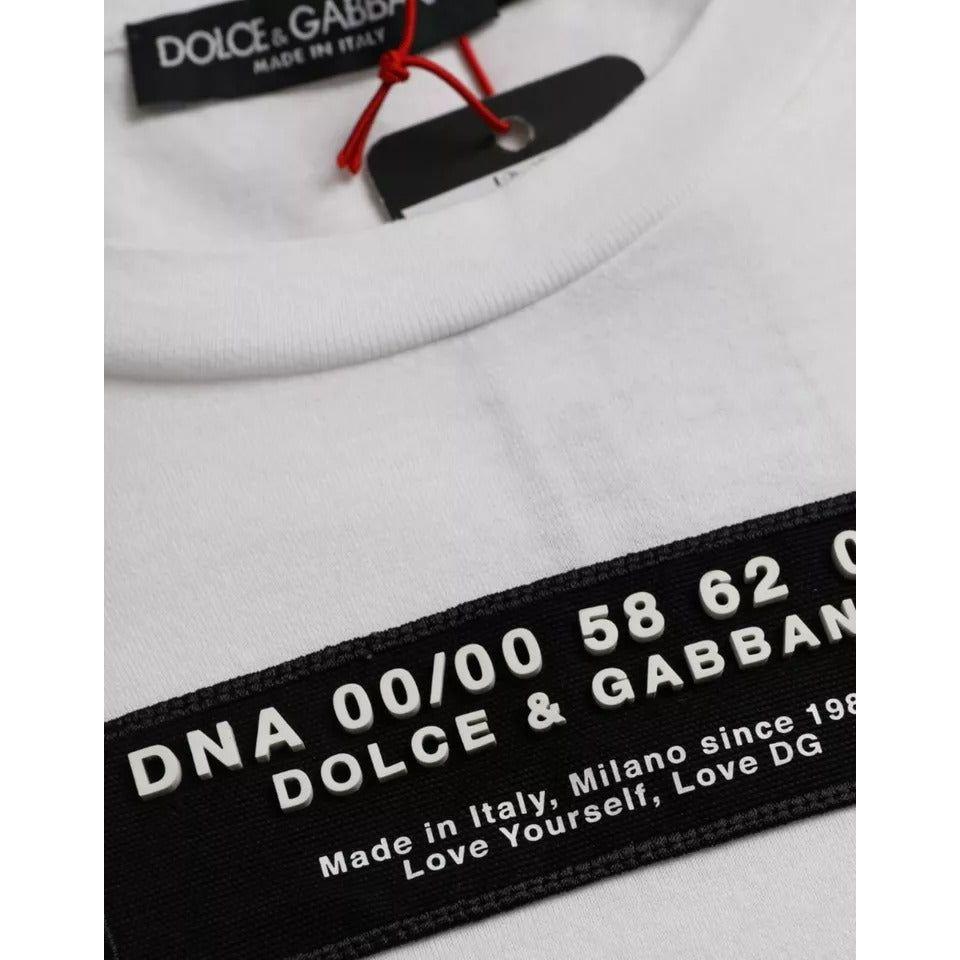 Dolce & Gabbana White Cotton DG Applique Men Casual T-shirt