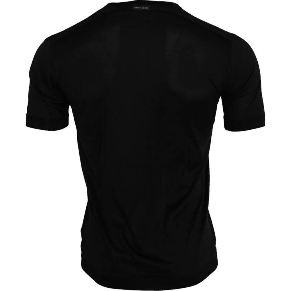 Dolce & Gabbana Black Silk Round Neck Short Sleeve T-shirt Dolce & Gabbana