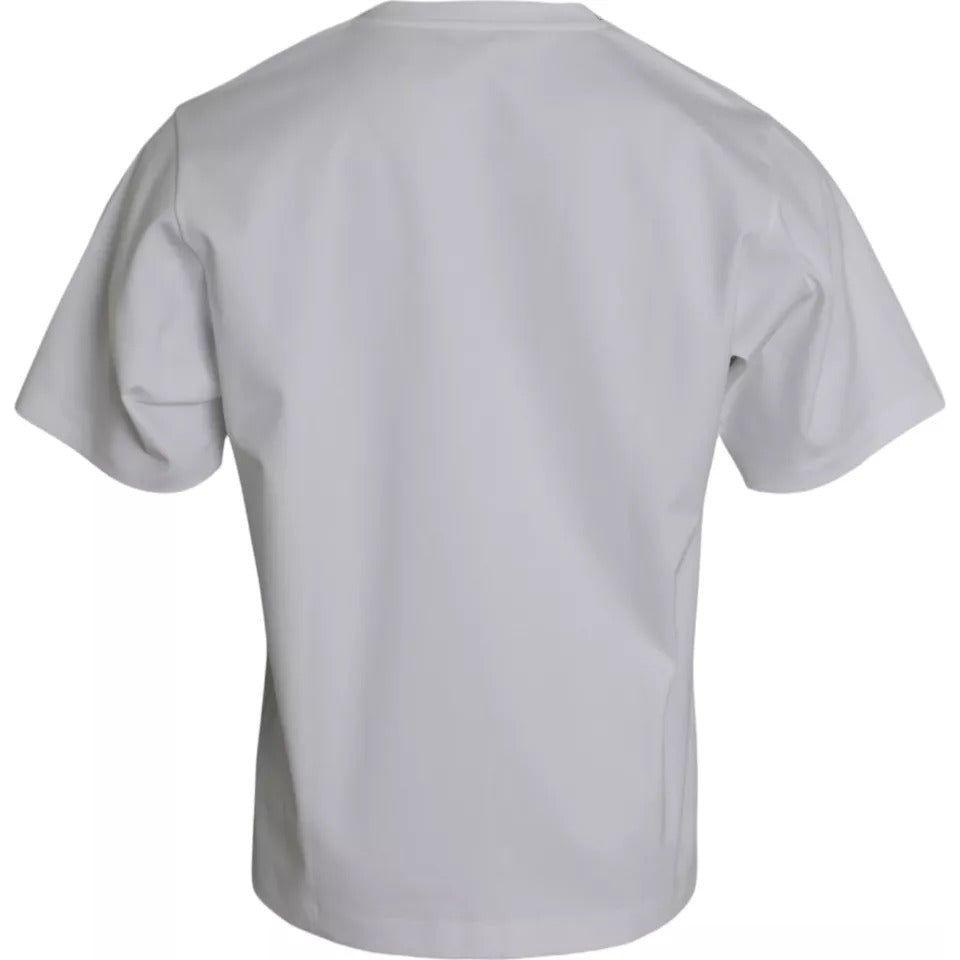 Dolce & Gabbana White Cotton Round Neck Short Sleeve T-shirt