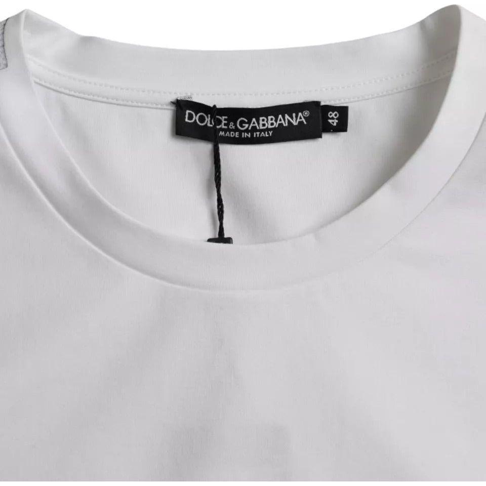 Dolce & Gabbana White Cotton Round Neck Short Sleeve T-shirt