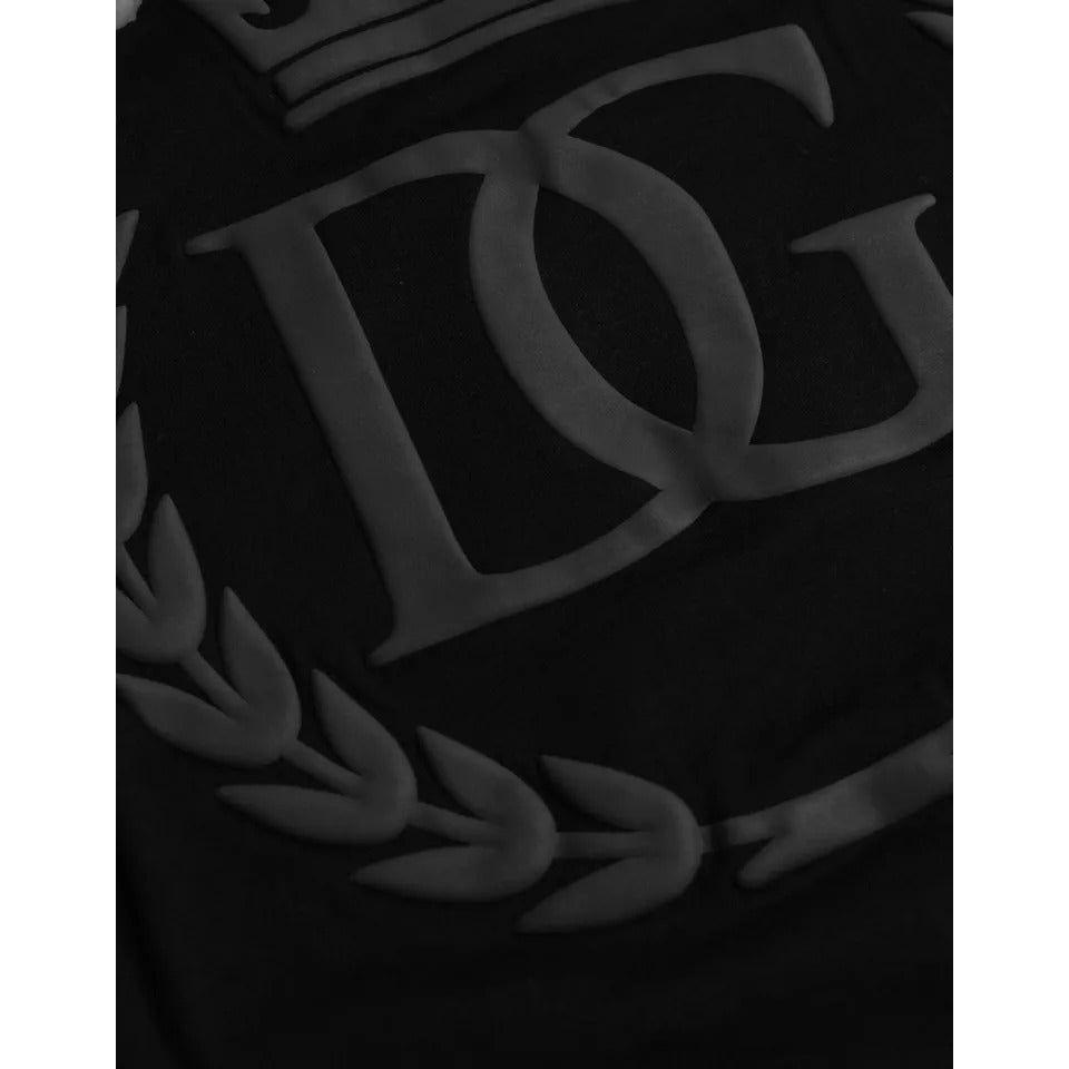 Dolce & Gabbana Black Logo Embossed Cotton Crew Neck T-shirt Dolce & Gabbana