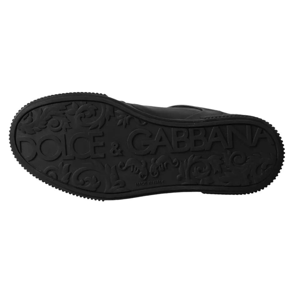 Dolce & Gabbana Black Leather Low Top Sneakers Men Shoes Dolce & Gabbana