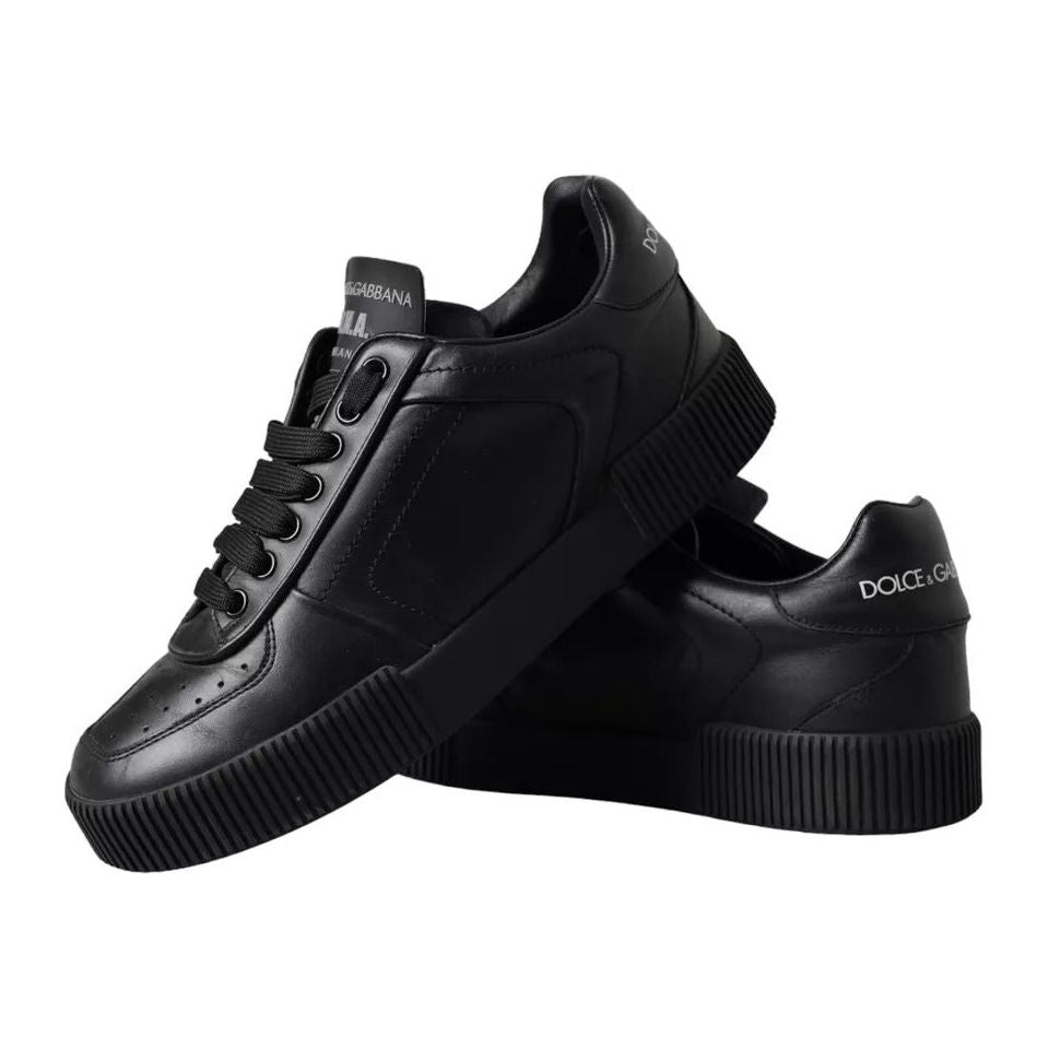 Dolce & Gabbana Black Leather Low Top Sneakers Men Shoes Dolce & Gabbana