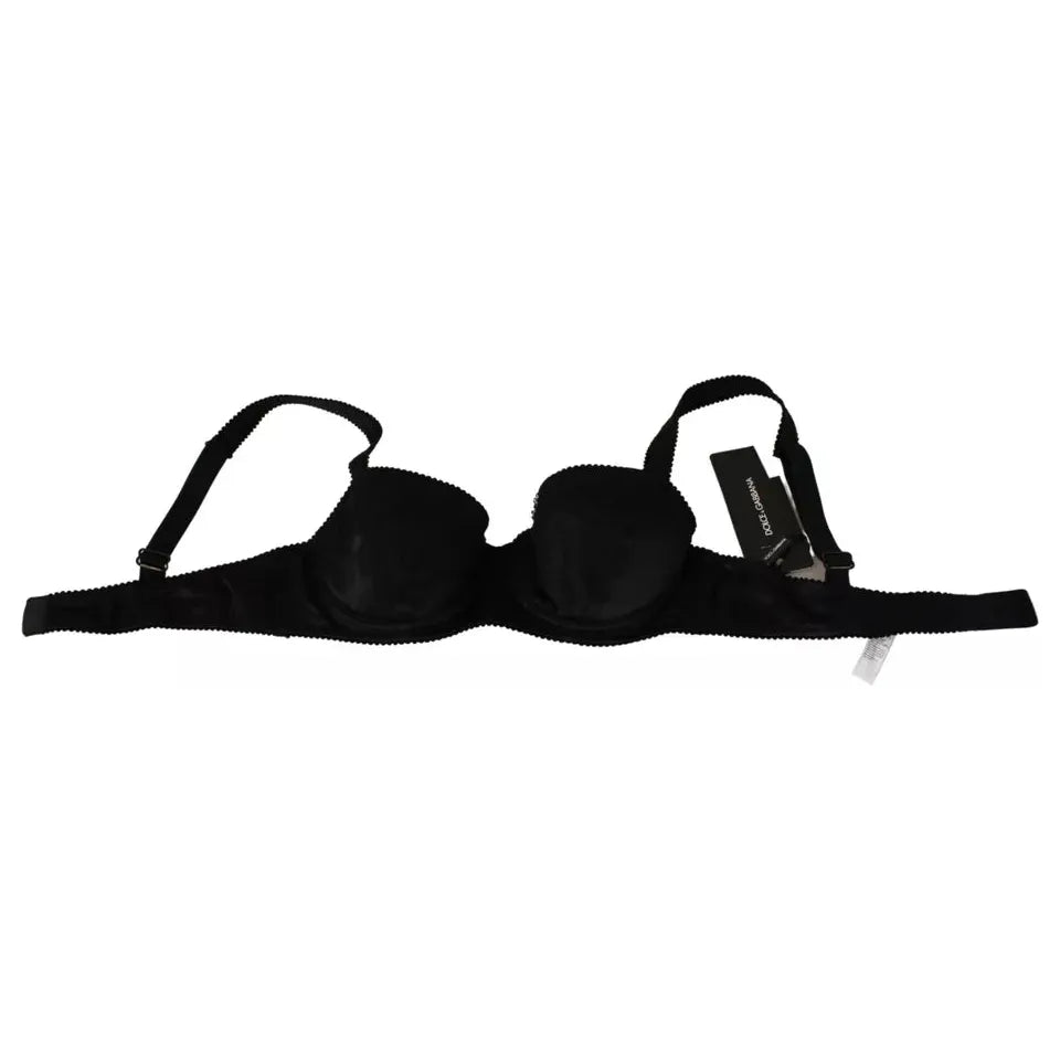 Dolce & Gabbana Black Silk Lace Balconcino Bra Underwear Dolce & Gabbana