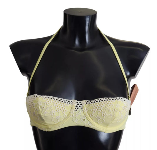 Ermanno Scervino Yellow Floral Halter Balconette Swimwear Ermanno Scervino