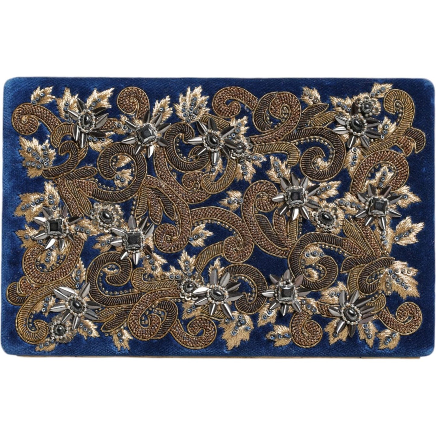 Dolce & Gabbana Blue Velvet Gold Frame Clutch Evening Party Purse Bag Dolce & Gabbana