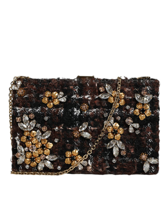 Dolce & Gabbana Multicolor Tweed Floral Clutch Evening Party Purse CrossBody Bag Dolce & Gabbana