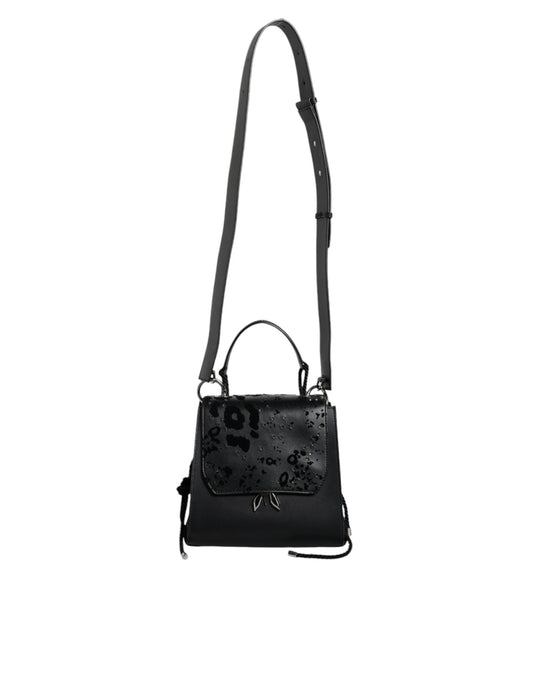 Patrizia Pepe Black Leather Crossbody Strap Top Handle Bag