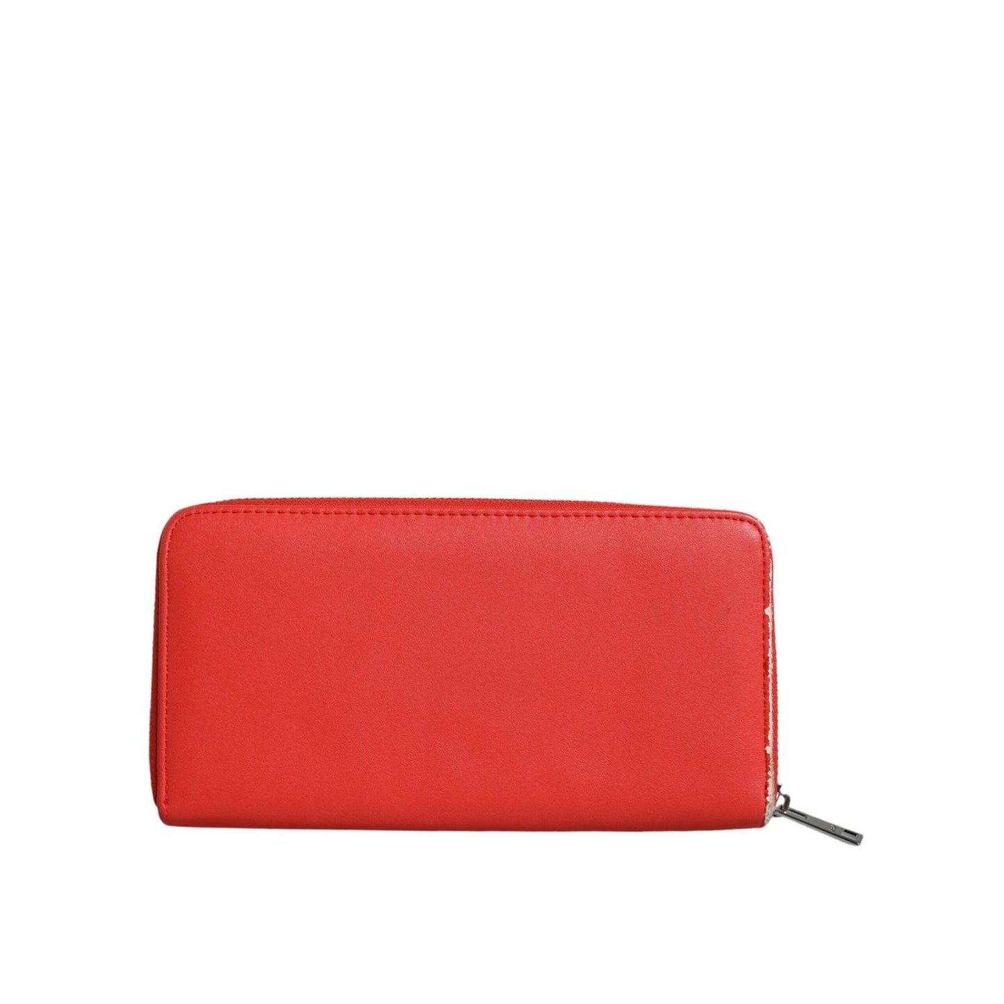 MSGM Red Leather Continental Zip Around Card Holder Bifold Clutch Wallet