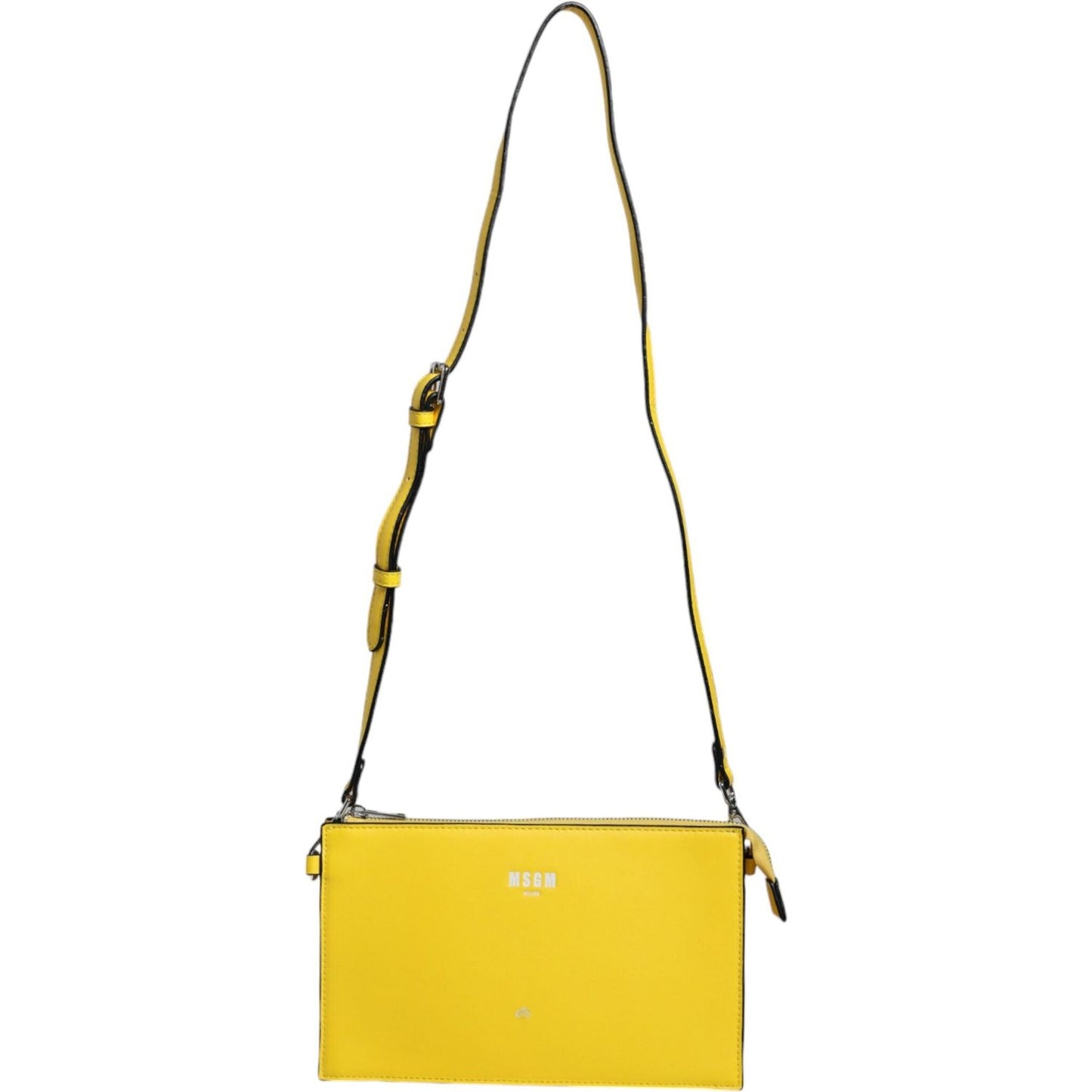 MSGM Yellow Leather Logo Crossbody Sling Shoulder Bag MSGM