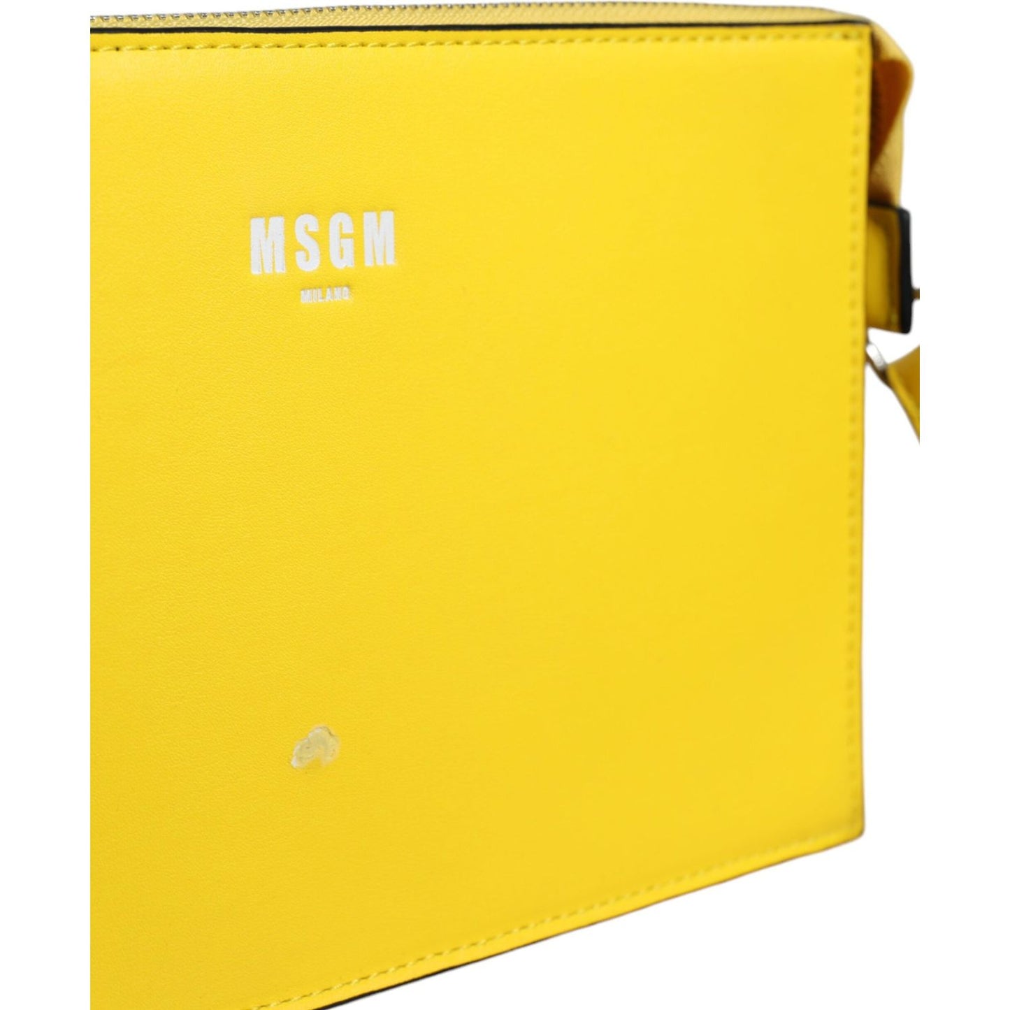 MSGM Yellow Leather Logo Crossbody Sling Shoulder Bag MSGM