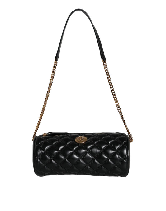 Versace Black Mini Quilted Lambskin Leather Crossbody Sling Bag Versace