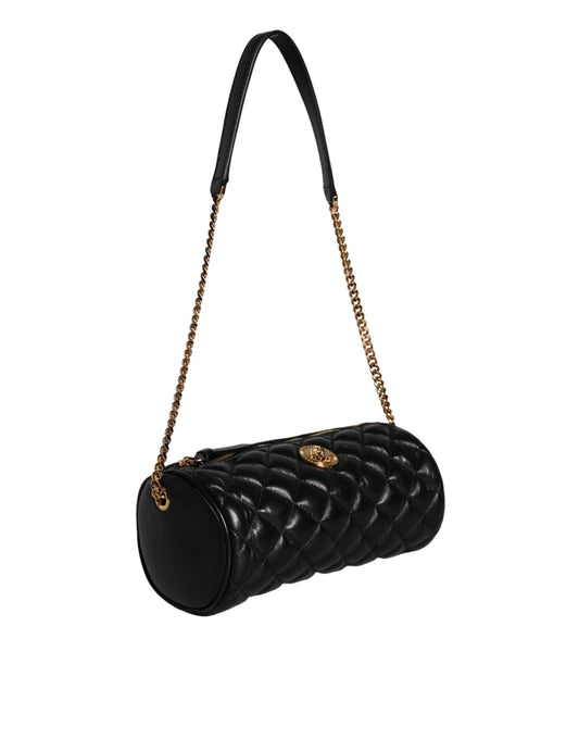 Versace Black Mini Quilted Lambskin Leather Crossbody Sling Bag Versace